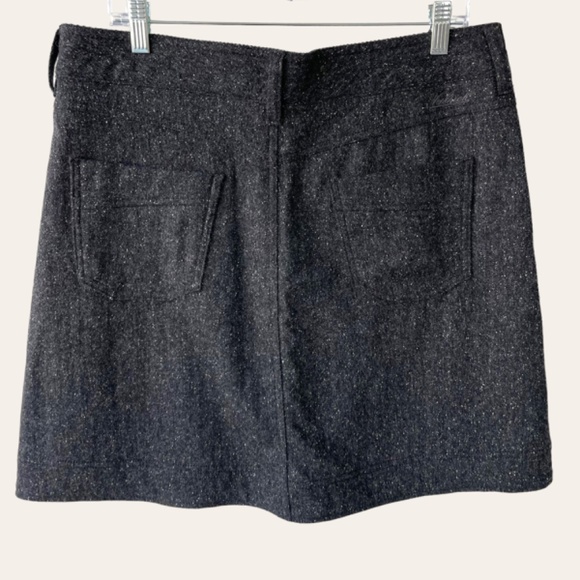 WOOLRICH Charcoal Grey Wool Blend Tweed woodlyn A-Line Skirt Size 12 - Picture 4 of 10